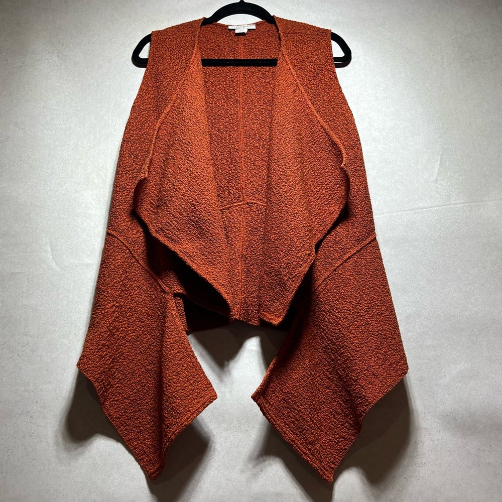 Margaret Winters Orange Knit Sleeveless Cardigan Sweater, Size Large